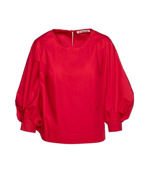 Conquista Red Top With Bishop Sleeves