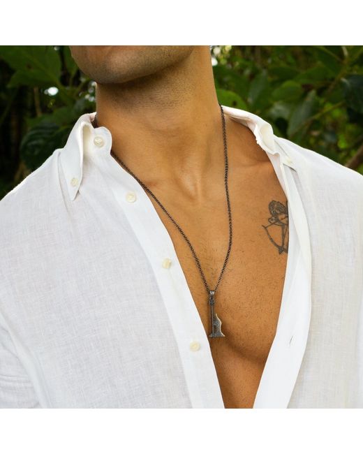 Ebru Jewelry Metallic Warrior's Flame Axe Necklace for men