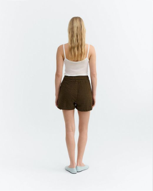 Thinking Mu Brown Seersucker Shorts Narciso