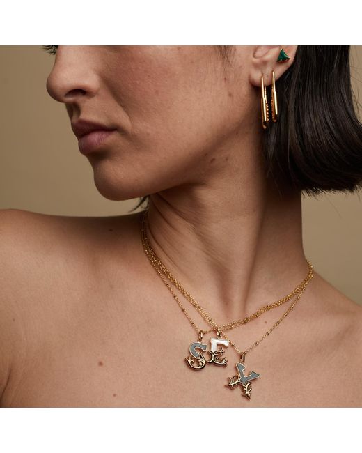Kasun Metallic Plated V Initial Necklace With Marble