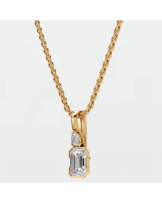 Aya Fine Jewelry Metallic 1.36 Ctw Emerald & Pear Cut Lab Diamond Pendant Necklace