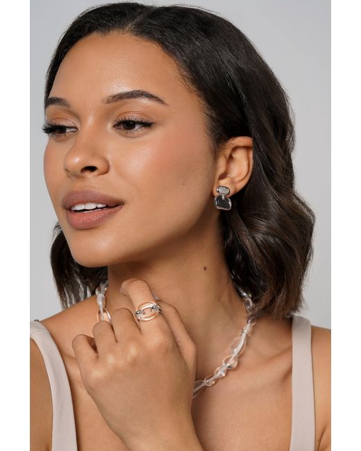 Zynnia Collective Metallic Pebble Stack Studs