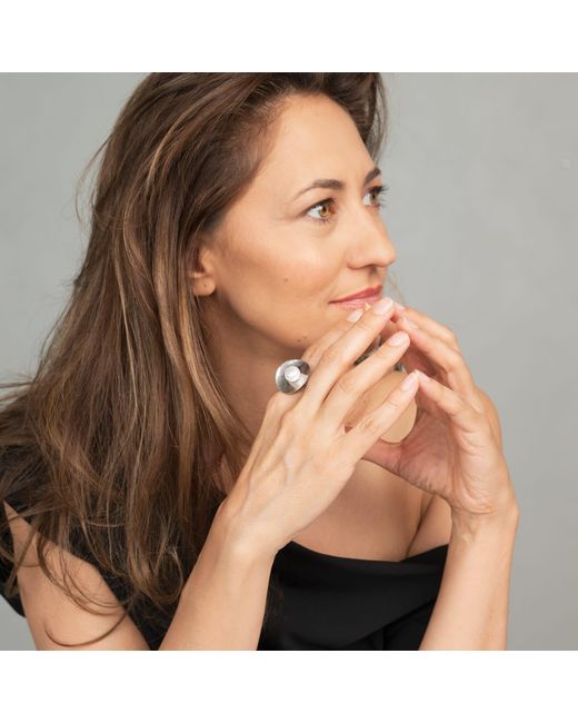 Silver Moon Metallic Pearl Sterling Ring