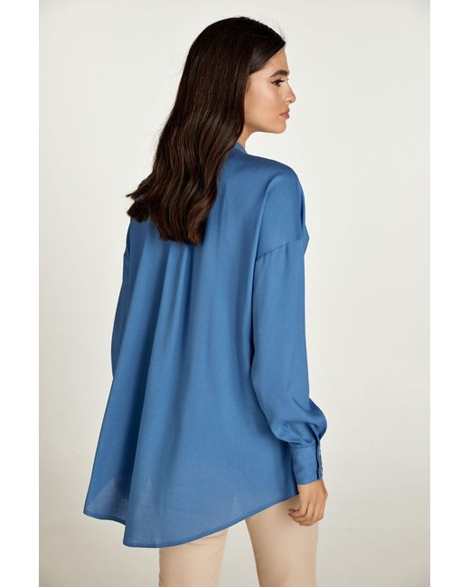 Conquista Blue Sky Blouse With Mandarin Collar