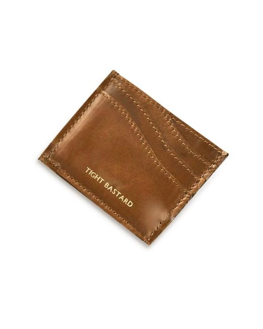 VIDA VIDA Brown Tan Leather Wave Card Holder for men