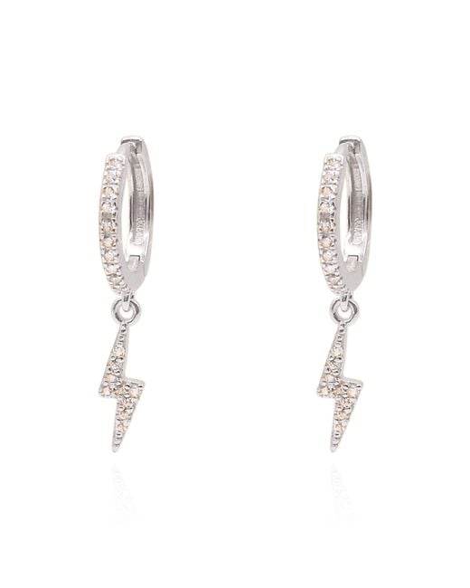 Luna Charles White Bridget Lightning Huggie Hoop Earrings