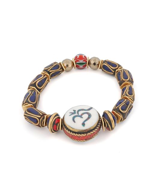 Ebru Jewelry Metallic Soul Balance Om Charm Bohemian Spiritual Beaded Bracelet