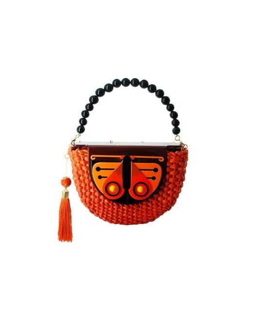 Gissa Bicalho Red Handmade Acrylic Bag Haf Moon Butterfly