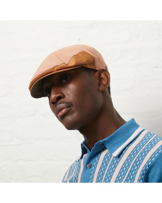 Dasmarca Hats Brown Dasmarca Brody Terracotta Cotton Summer Flat Cap With Bright Coloured Under Peak for men