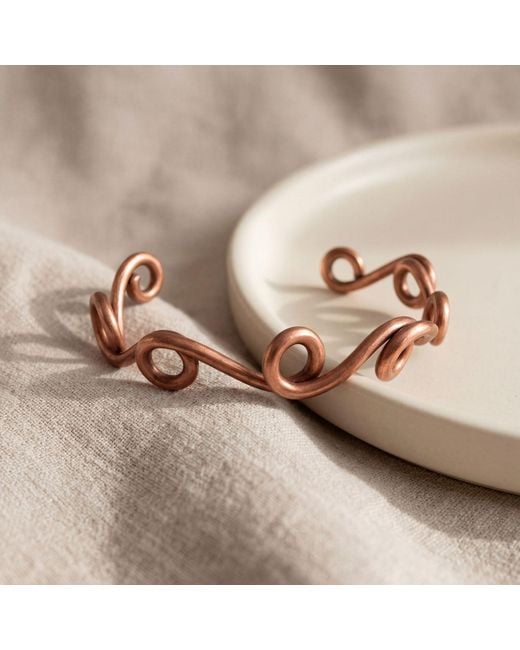 Anatoliacraft Brown Solid Copper Twisted Wave Cuff Bracelet