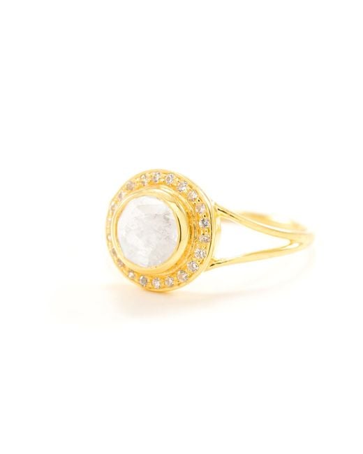 Seven Saints Metallic Moonstone Goddess Glow Ring, Over Sterling