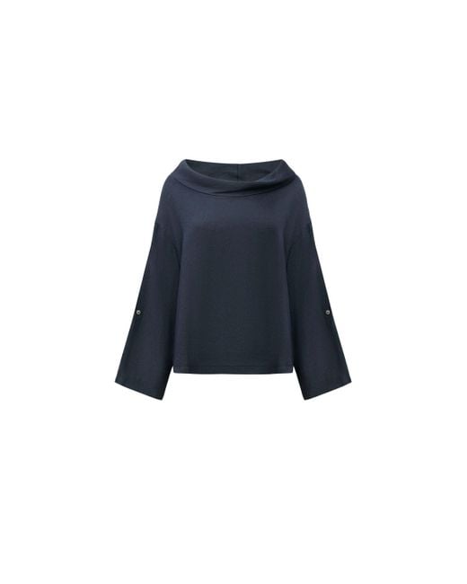 James Lakeland Blue Cowl Neck Linen Top