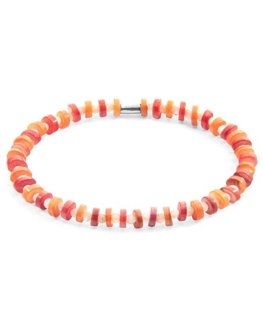 Anchor and Crew Red Alice & Freshwater Shell Skinny Bracelet