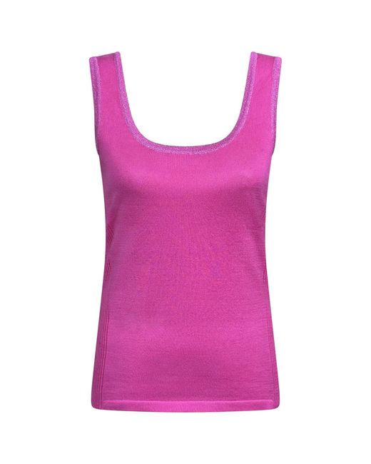 Perlavera Purple Pompon Hot Knitted Singlet With Side Ribs