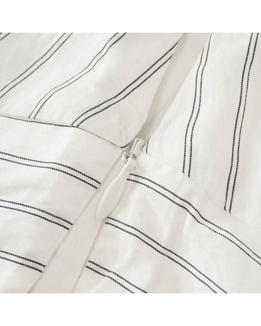 Smart and Joy White Flared Midi Skirt With Stripes