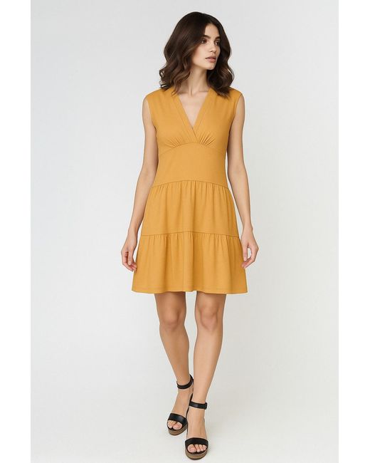 Conquista Orange Chic Dark Biscuit Sleeveless V-Neck Jersey Dress
