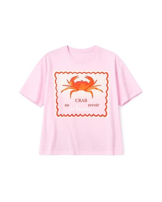 Yumi' Pink Crab Vacation Print T Shirt