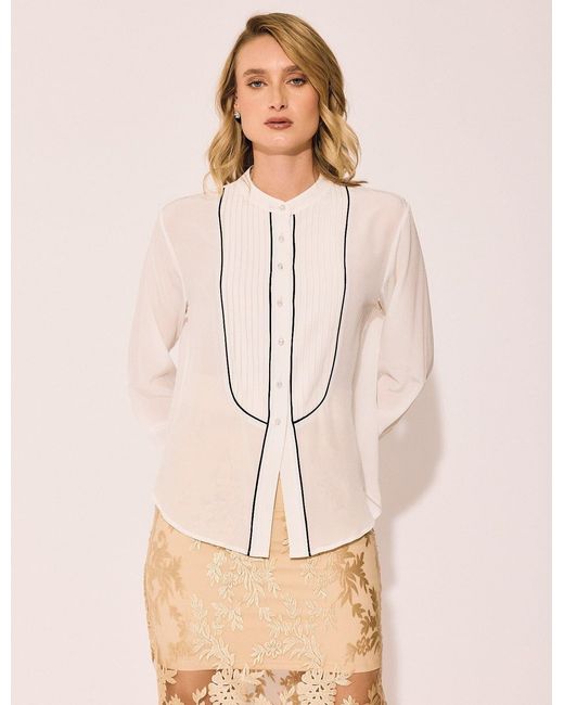 Lindsay Nicholas New York White Tuxedo Blouse