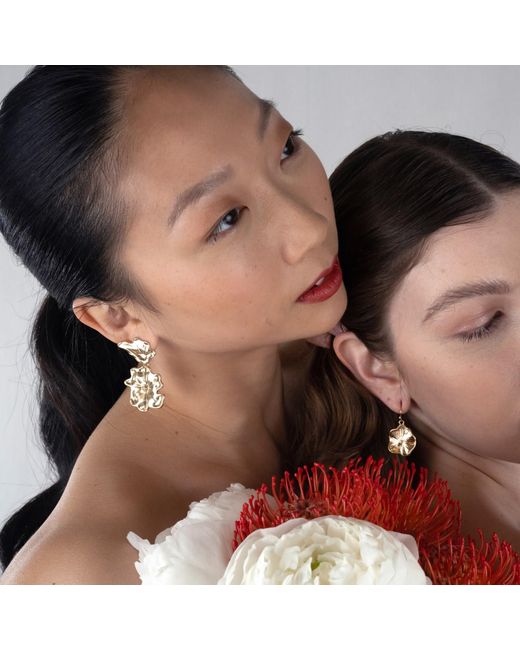 Rare Matters Jewelry Metallic Golden Flora Statement Earrings