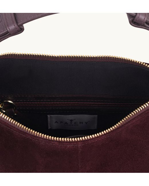 Apatchy London Purple The Charlie Burgundy Suede Bag