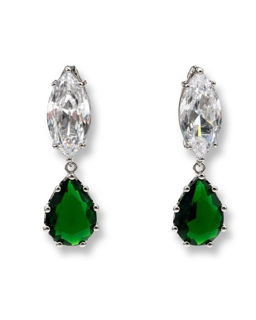 Michael Nash Jewelry Green Nicole Marquise And Emerald Pear Shape Diamond Cubic Zirconium Clip On Earrings