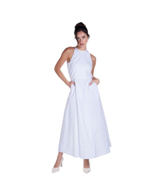 Sofia Tsereteli Blue Striped Cotton Dress