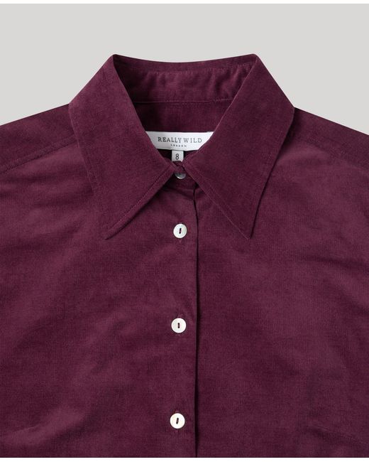 Really Wild Clothing Purple Spencer Stretch Corduroy Shirt