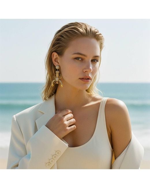 Silver & Elegant Co. Metallic Crystal Lobster Drop Earrings