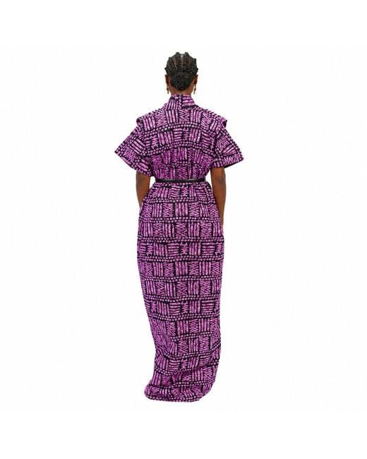Chuks Collins Purple Ajah Collection- Print Long Dress