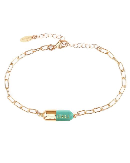 Kris Nations Blue Chill Pill Enamel Bracelet Gold Filled & Turquoise Enamel