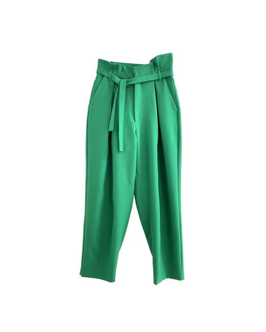 Arto. Green Ruffles Flower-Like High Waist Pant