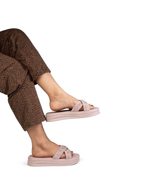 Rettrose Pink The Soraya Luxury Cross Over Embellished Slides