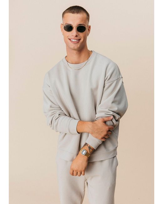 Ocio Leisurewear White Neutrals Oversized Crewneck for men