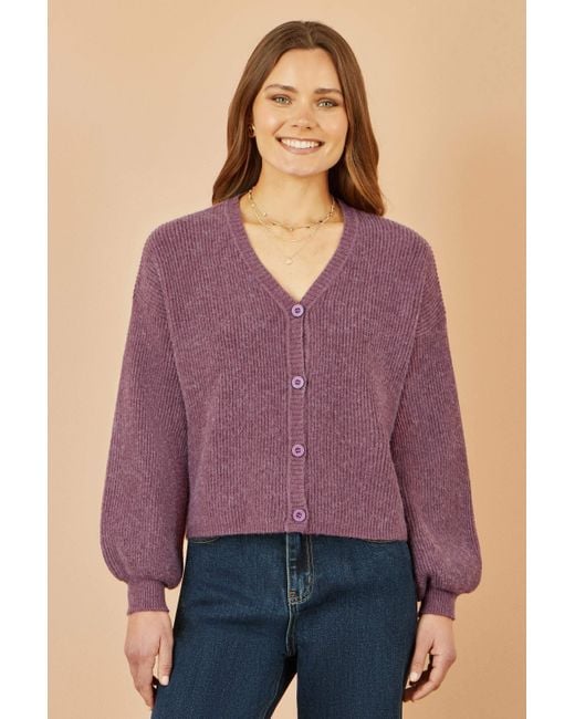 Yumi' Purple Marl Knit Cardigan