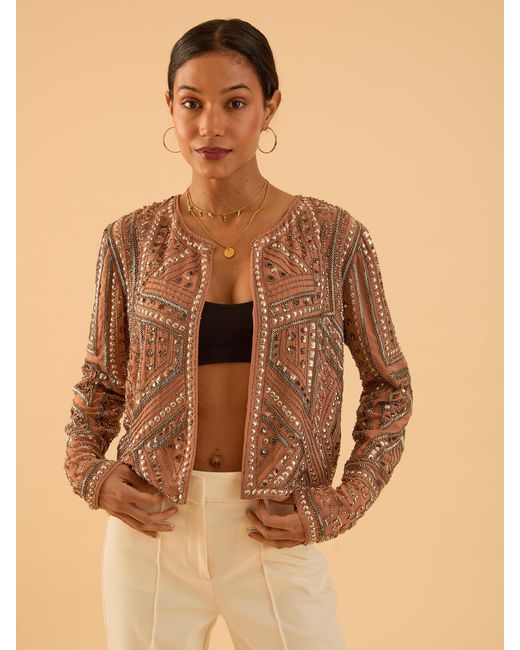Rose & Nancy Brown Briar Sequin Trophy Jacket