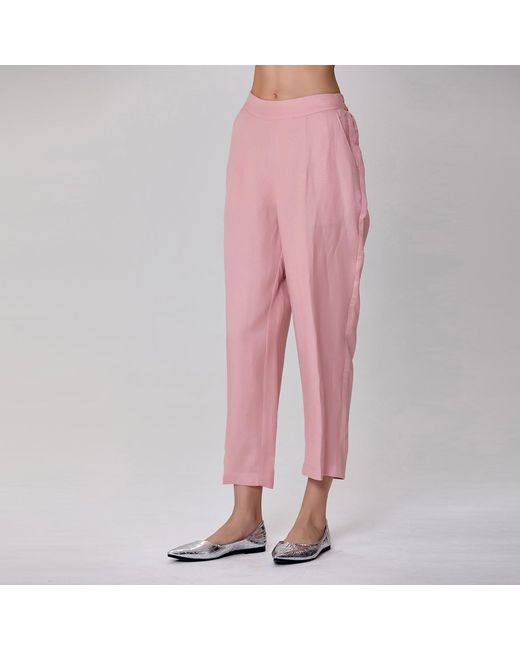 Smart and Joy Pink Straight Linen Pants