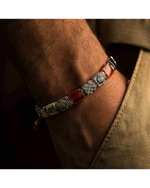 Mahigan White Carnelian Macrame Charm Bracelet – Braided String for men