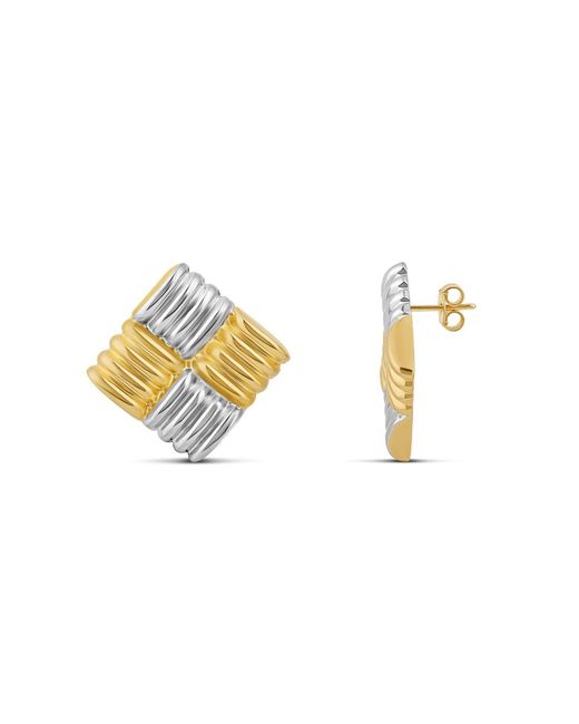 SHYMI Metallic Textured Square Statement Earrings