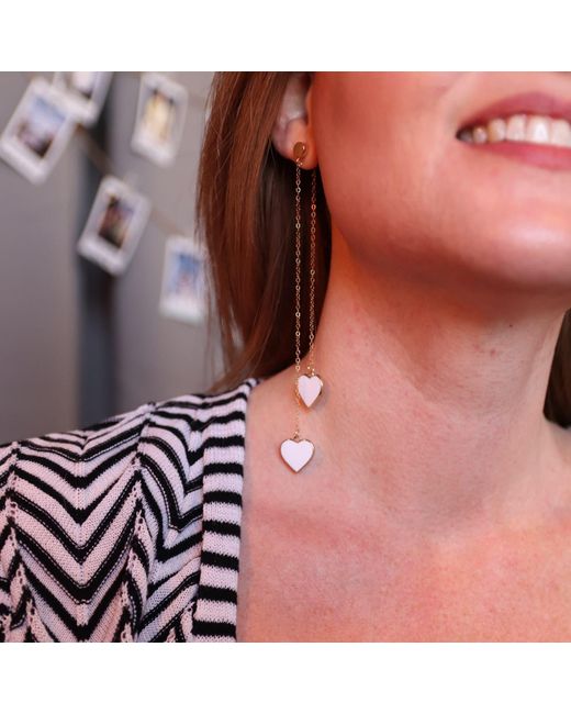 Rejected Hearts Club Metallic Single Hearted Girl Dangle Heart Charm Filled Earrings