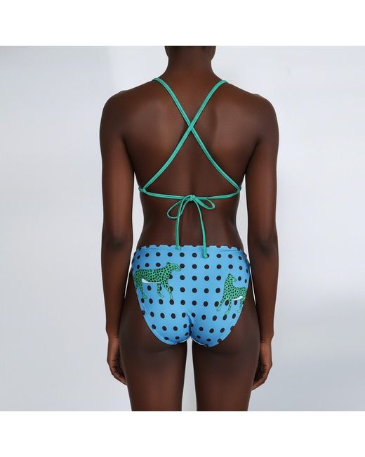Jessie Zhao New York Green Verdant Wild Reversible Tie Side Bottom