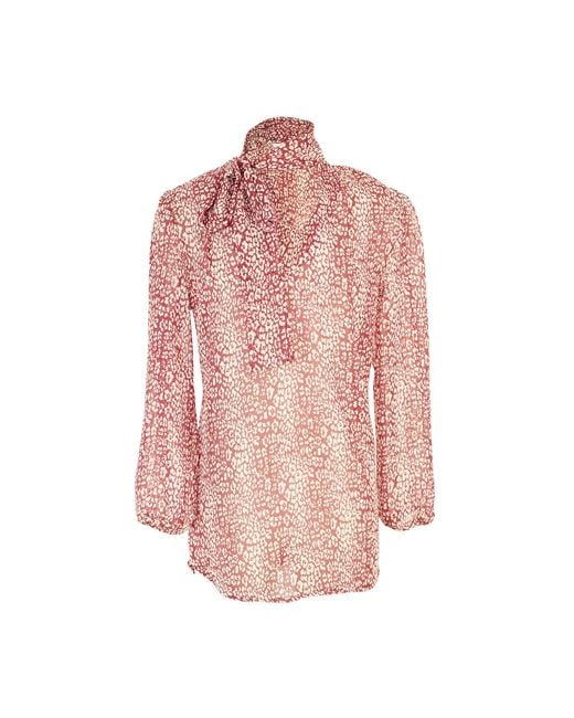 Jennafer Grace Red Brick Leopard Tie Blouse