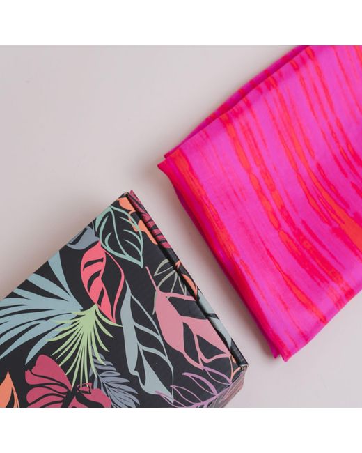 Silk and Bears Pink Hot Brushstroke Silk Scarf – Hand-Dyed Mulberry Silk Shawl, Beach & Pool Party Cover-Up