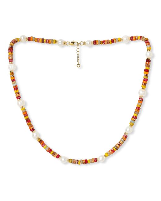 Pearls of the Orient Online Metallic Nova Oval Cultured Freshwater Pearl Necklace With Mix Jasper & Beads