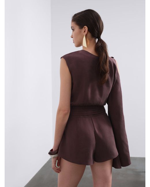 Sélone Brown Mael One-Shoulder Playsuit