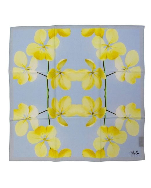Ralufineart Yellow Natural Silk Crepe De Chine A Ray Of Sunshine Neckerchief