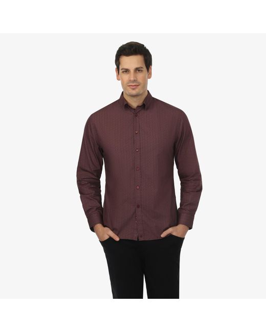 Vustra Purple Maple Grove Print Button-Down Shirt for men