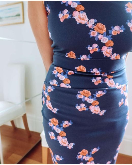 Sophie Cameron Davies Blue Floral Crop Top