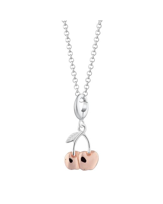 Lily Charmed Metallic Rose Sterling Cherry Charm Necklace