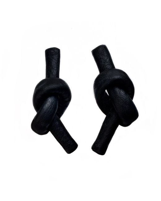 WAIWAI Black Knot Leather Earrings