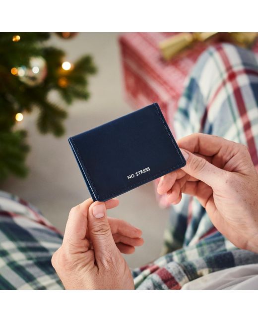 VIDA VIDA Blue No Stress Leather Travel Card Holder